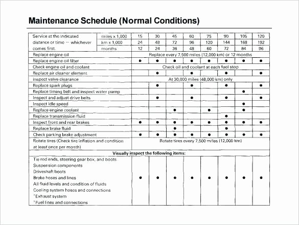 Vehicle Maintenance Schedule Template New Vehicle Service History Record Template My Excel Templates