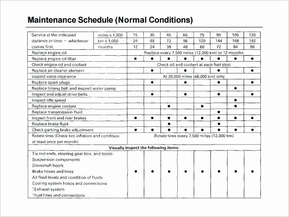 Vehicle Preventive Maintenance Schedule Template Lovely Quarterly Maintenance Schedule Template Vehicle