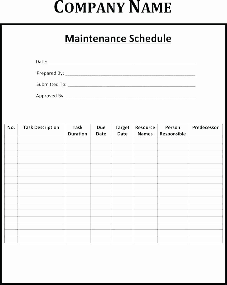 Vehicle Preventive Maintenance Schedule Template Luxury Preventive Maintenance Plan Template Facility Preventive