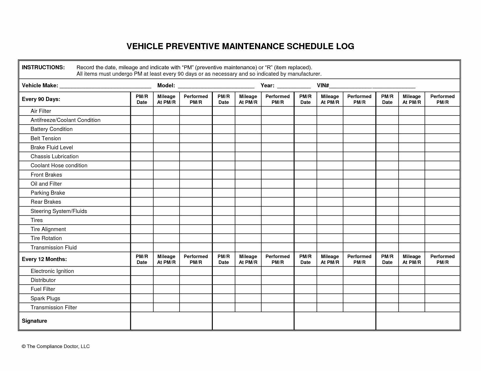 Vehicle Preventive Maintenance Schedule Template Unique Vehicle Preventive Maintenance Schedule Log Automotive