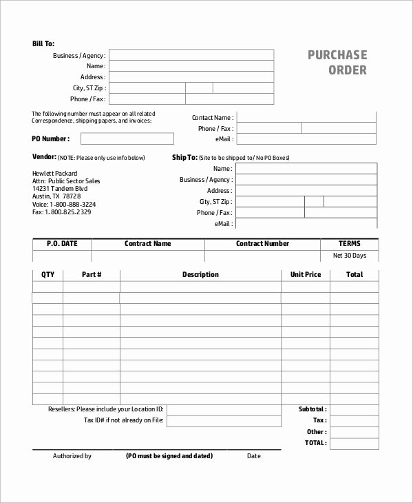 Vehicle Purchase order Template Elegant 41 Purchase order Samples