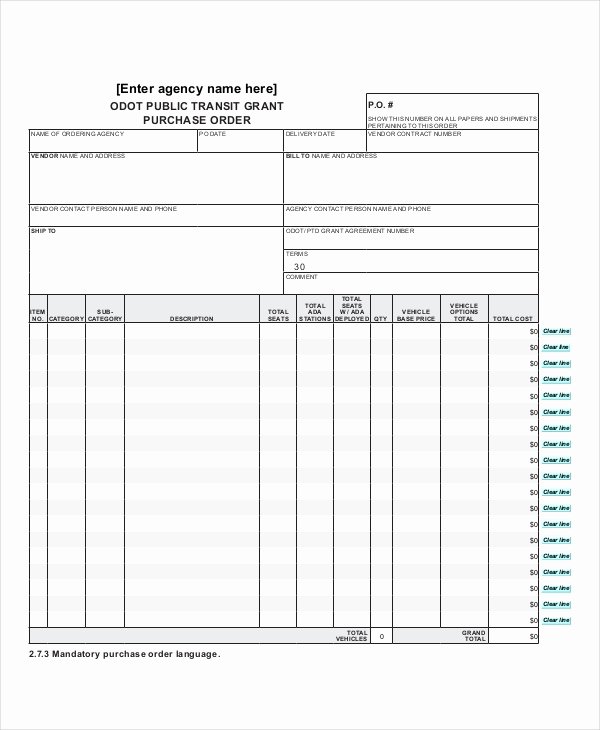 Vehicle Purchase order Template Inspirational Purchase order 16 Free Word Excel Pdf Documents