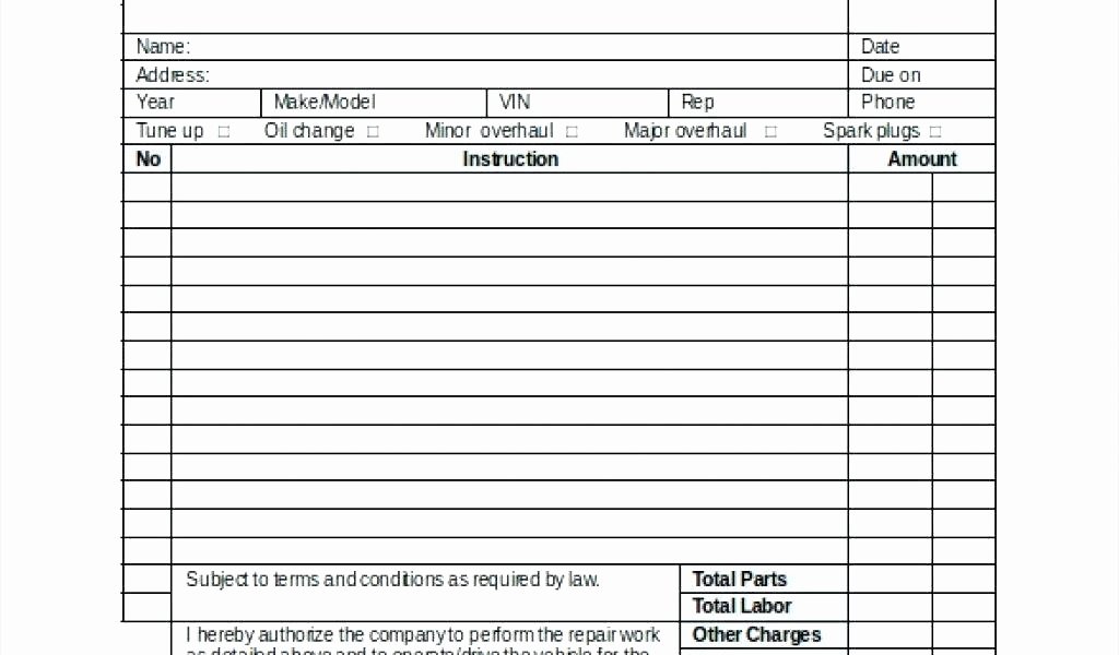 Vehicle Work order Template New Download Work order Template for Free Auto Repair Work