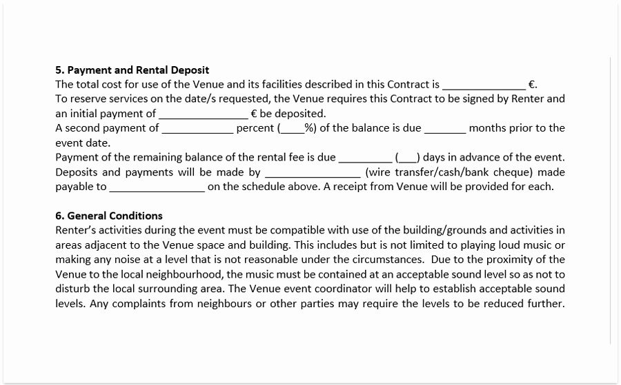 Venue Rental Agreement Template Best Of event Venue Contract Template A Free Pdf Venue