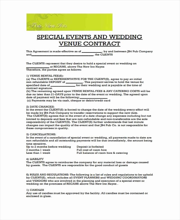 Venue Rental Agreement Template New Wedding Venue Contract Template – Emmamcintyrephotography