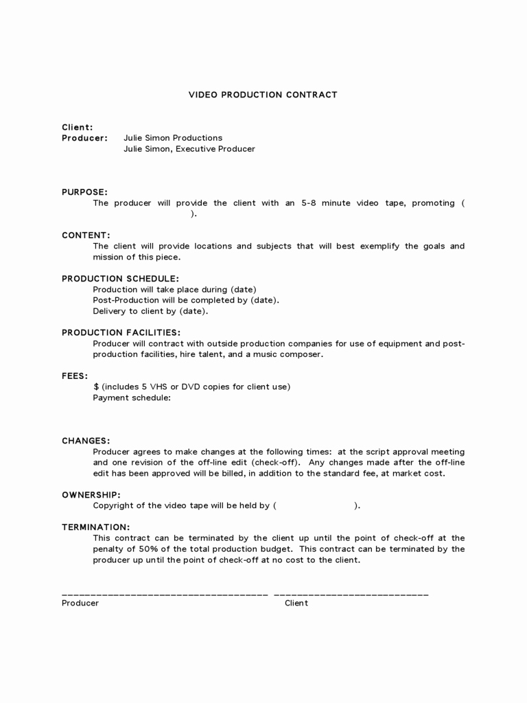 Video Production Contract Template New Video Production Contract 6 Free Templates In Pdf Word
