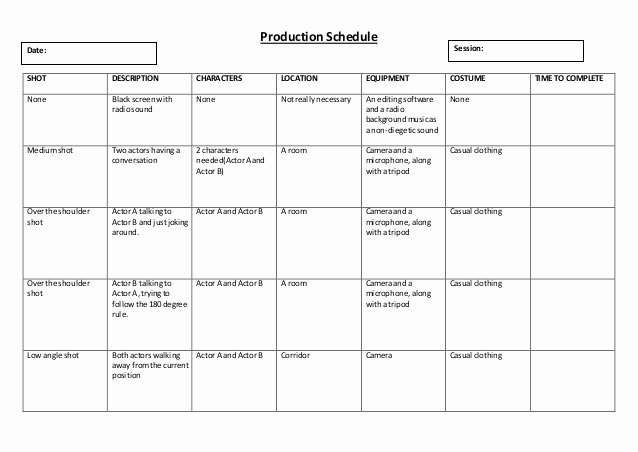 Video Production Schedule Template Elegant Production Schedule Template