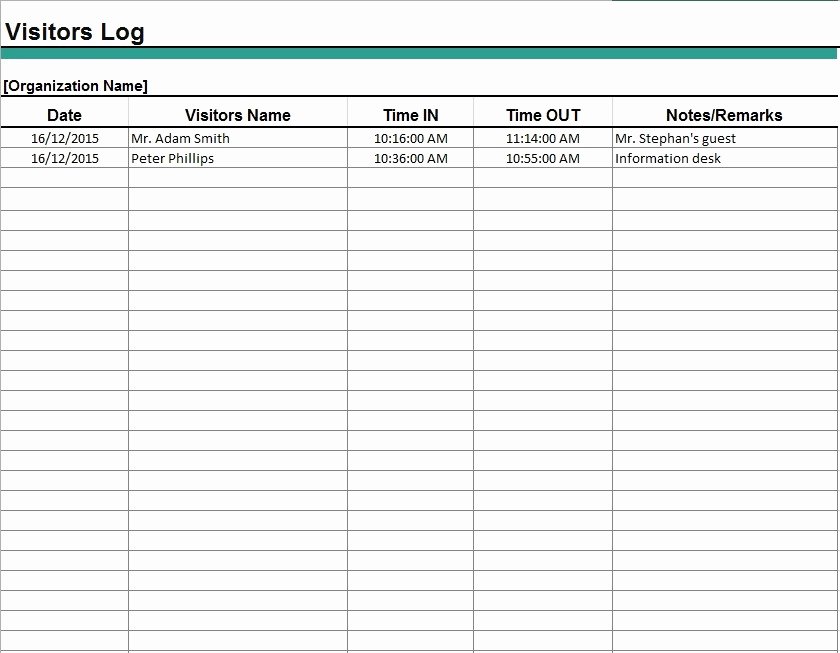 Visitor Log Template Excel Awesome 13 Free Sample Visitor Log Templates Printable Samples