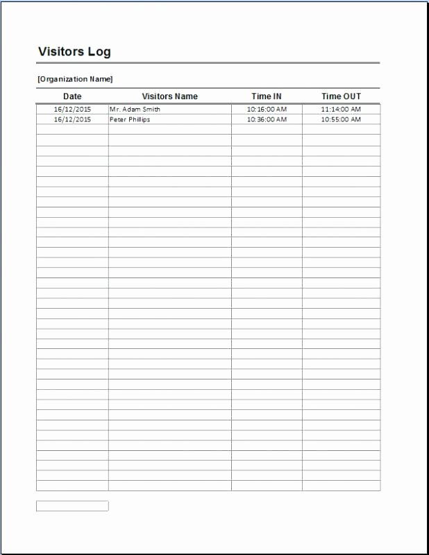 Visitor Log Template Excel New Visitor Log Book Template – Meicys