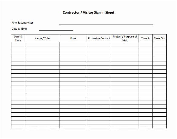 Visitor Sign In Sheet Template Best Of 11 Sample Visitor Sign In Sheets