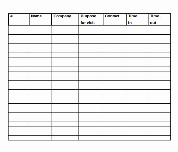 Visitor Sign In Sheet Template Inspirational 11 Sample Visitor Sign In Sheets