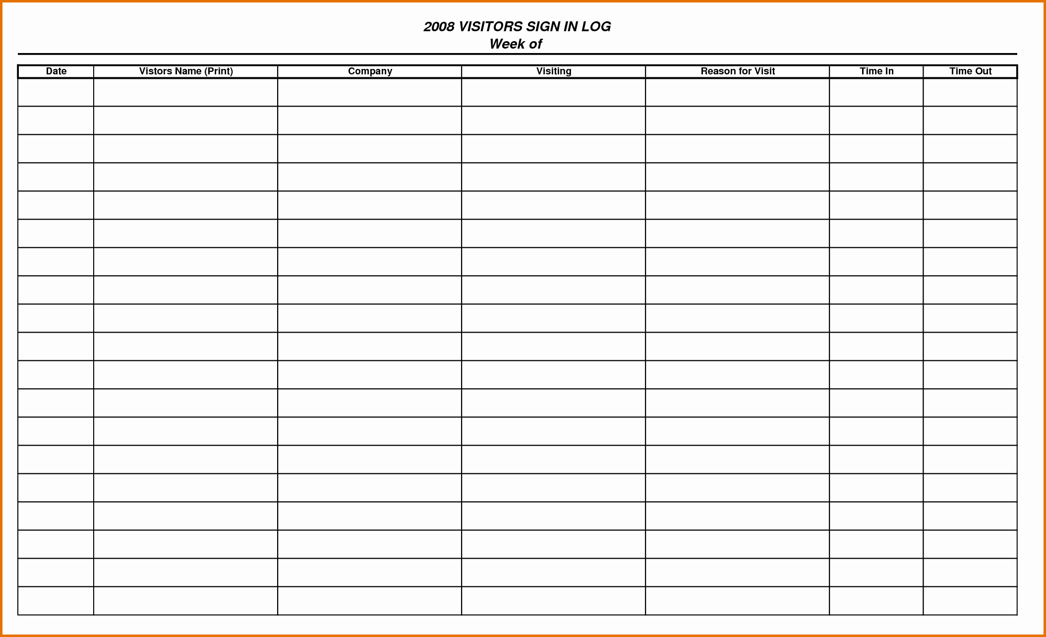 Visitor Sign In Sheet Template Lovely 8 Visitor Sign In Sheetreference Letters Words