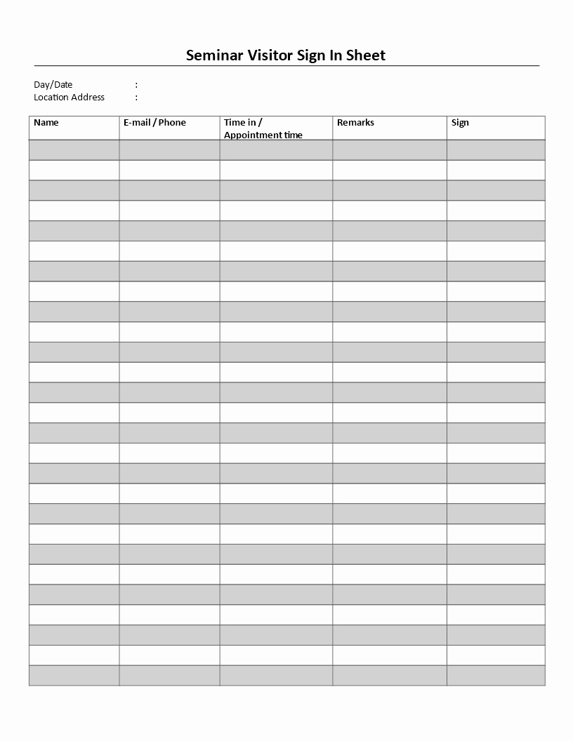 Visitor Sign In Sheet Template Lovely Free Fice Sign In form Example