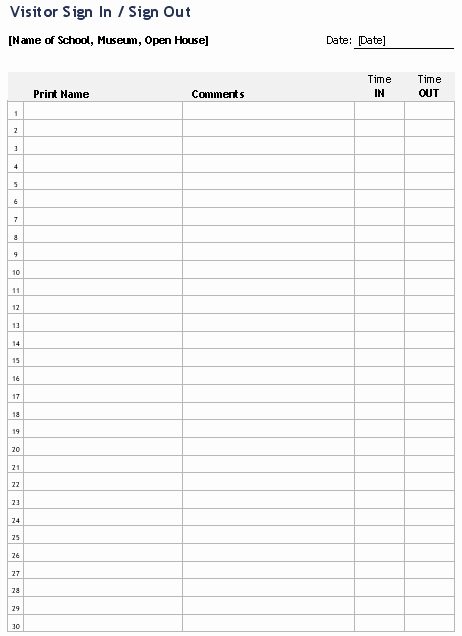 Visitor Sign In Sheet Template Lovely Printable Sign In Sheet