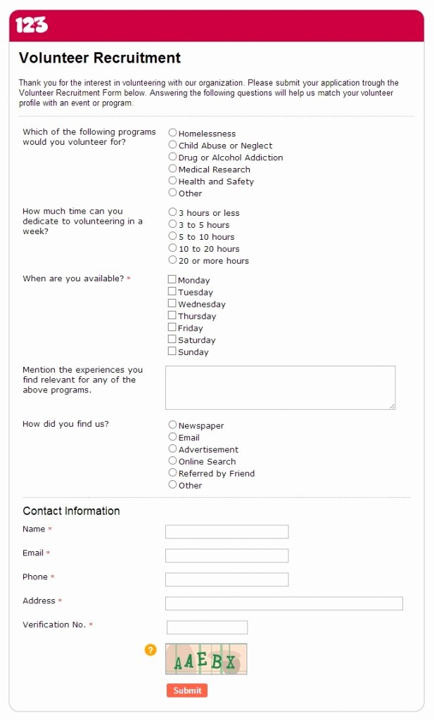 Volunteer Application form Template Fresh Tuesday Template Line Volunteer Application form A