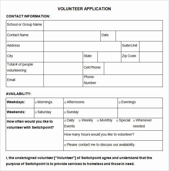 Volunteer Application form Template Luxury 10 Volunteer Application Template Word Pdf
