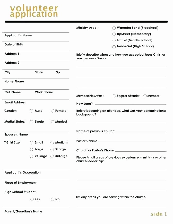 Volunteer Application form Template Luxury Volunteer Application Template Inspirational Church Free