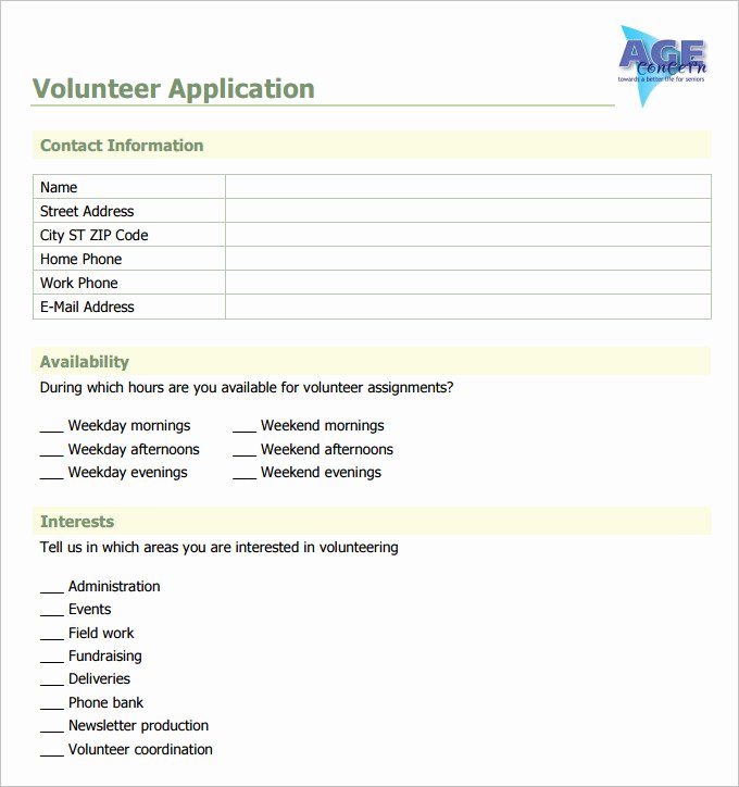 Volunteer Application form Template New 10 Volunteer Application Template Word Pdf
