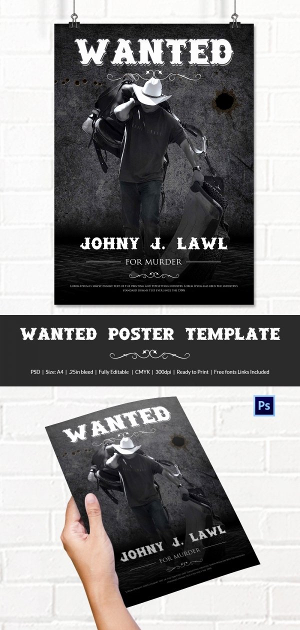 Wanted Poster Template for Word Awesome Wanted Poster Template 34 Free Printable Word Psd