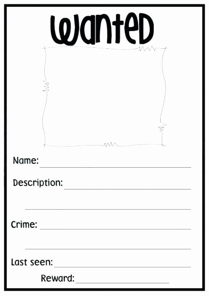 Wanted Poster Template Free Printable Awesome Editable Wanted Poster Template Black and White – Skincense