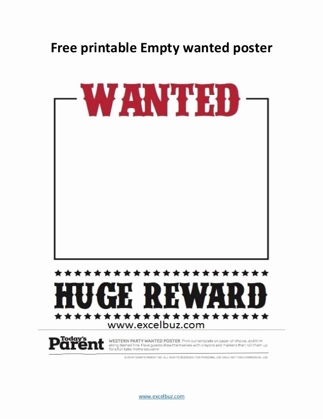Wanted Poster Template Free Printable New Printable Wanted Poster Templates
