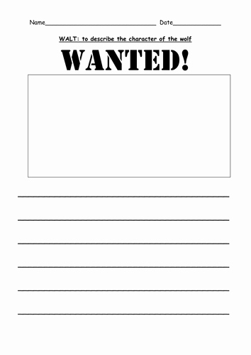 Wanted Poster Template Microsoft Word Beautiful Wolf Wanted Poster by Shabbychic Teaching Resources Tes