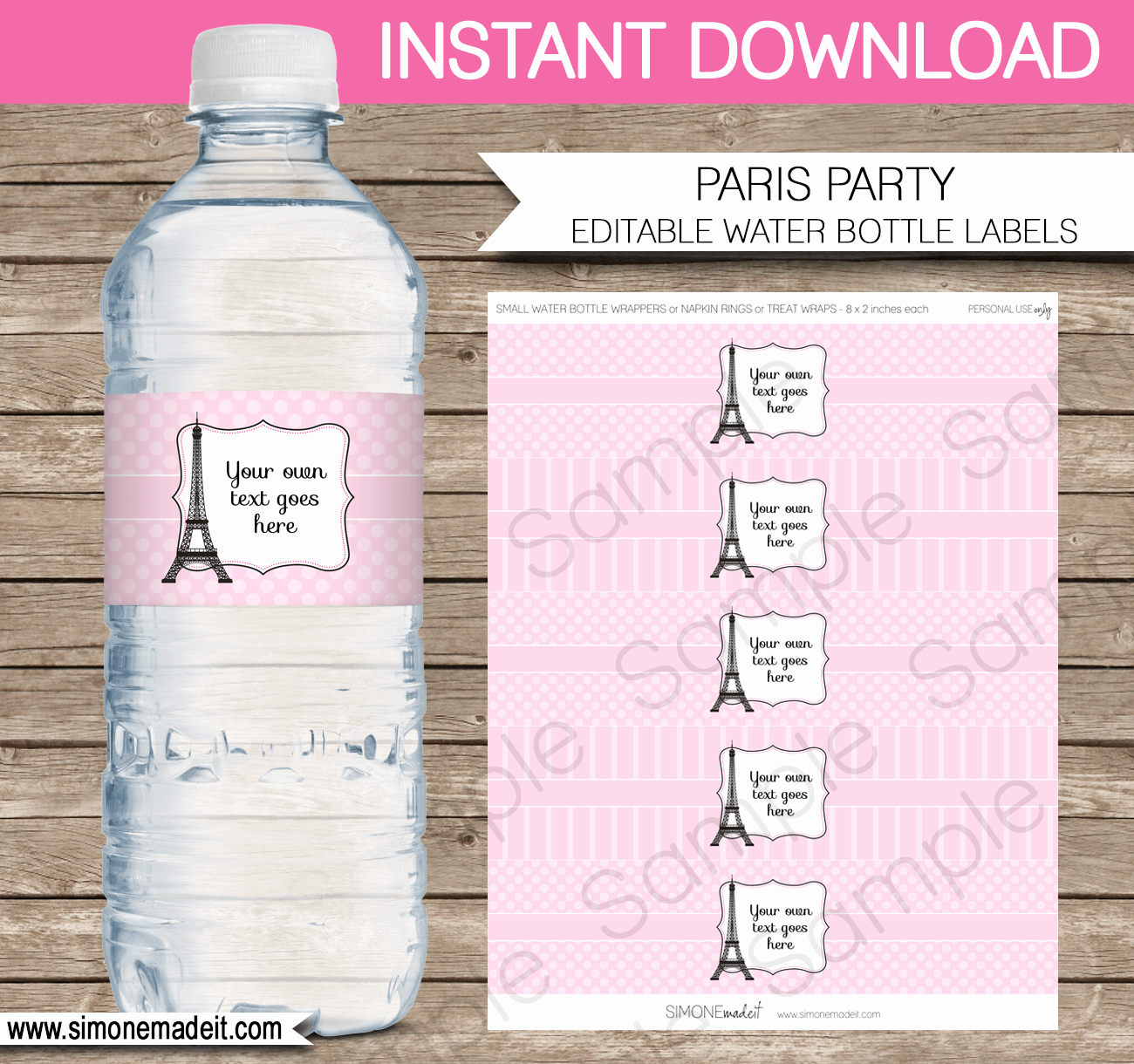 Water Bottle Template Printable Fresh Paris Party Water Bottle Labels