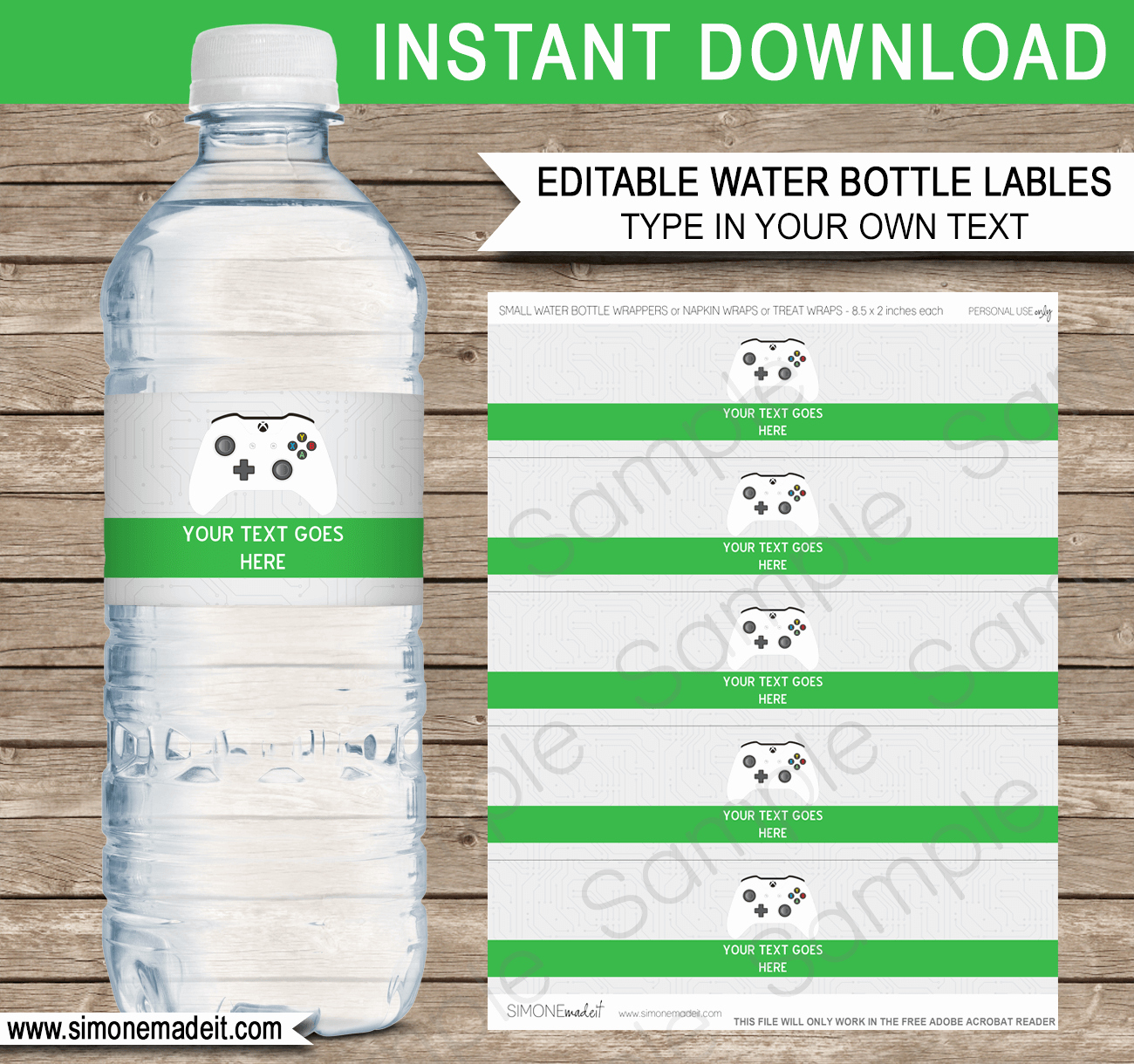Water Bottle Template Printable Luxury Xbox Party Water Bottle Labels