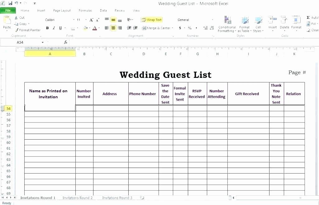 Wedding Checklist Excel Template Elegant Wedding Guest List organizer Printable Excel Template Pdf