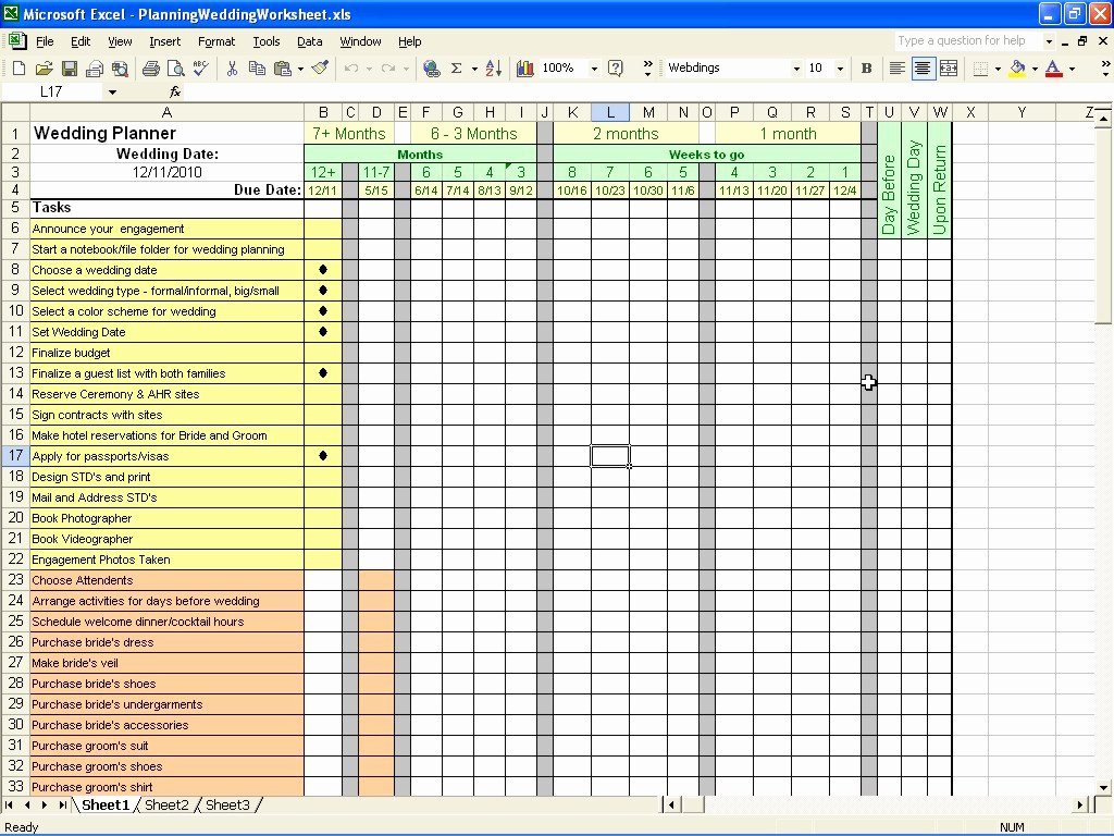 Wedding Checklist Excel Template Fresh Wedding Planning Checklist Excel Spreadsheet – Spreadsheet