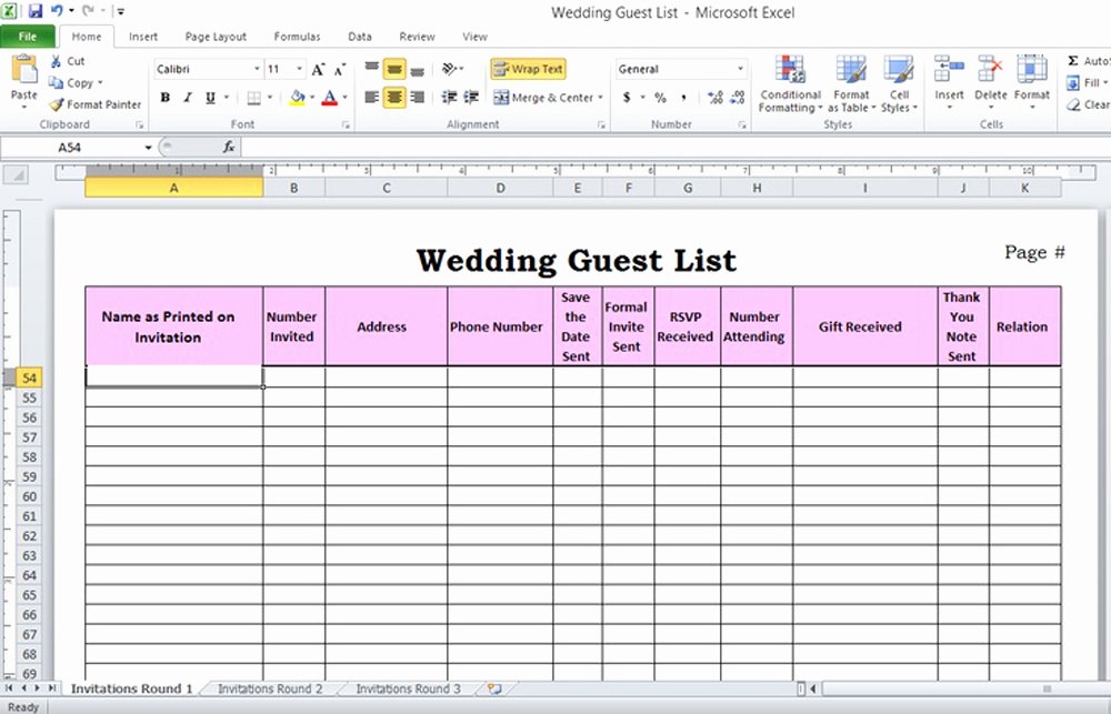 Wedding Checklist Excel Template Inspirational Guest List Template Blank Related Keywords Guest List