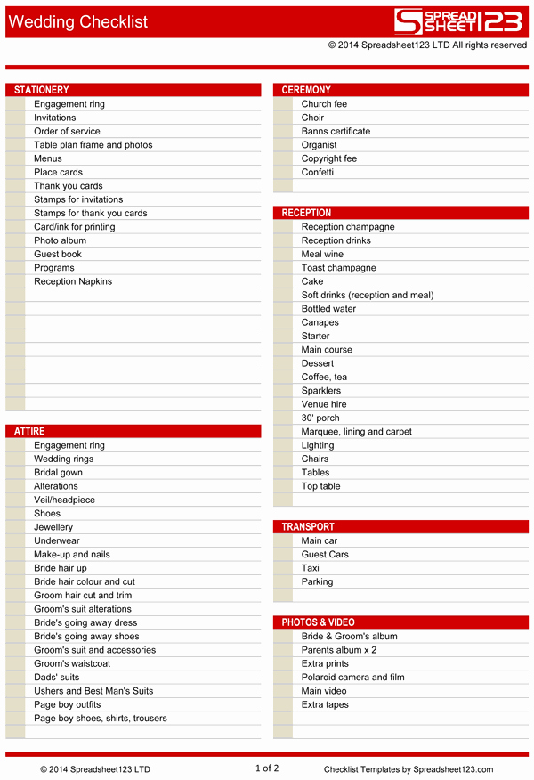 Wedding Checklist Excel Template Luxury Wedding Checklist