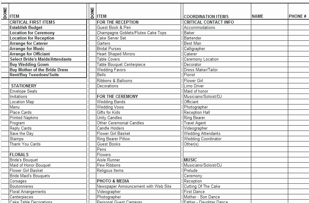 Wedding Checklist Excel Template Unique Cast and Crew Call Sheet Template Media Contact List