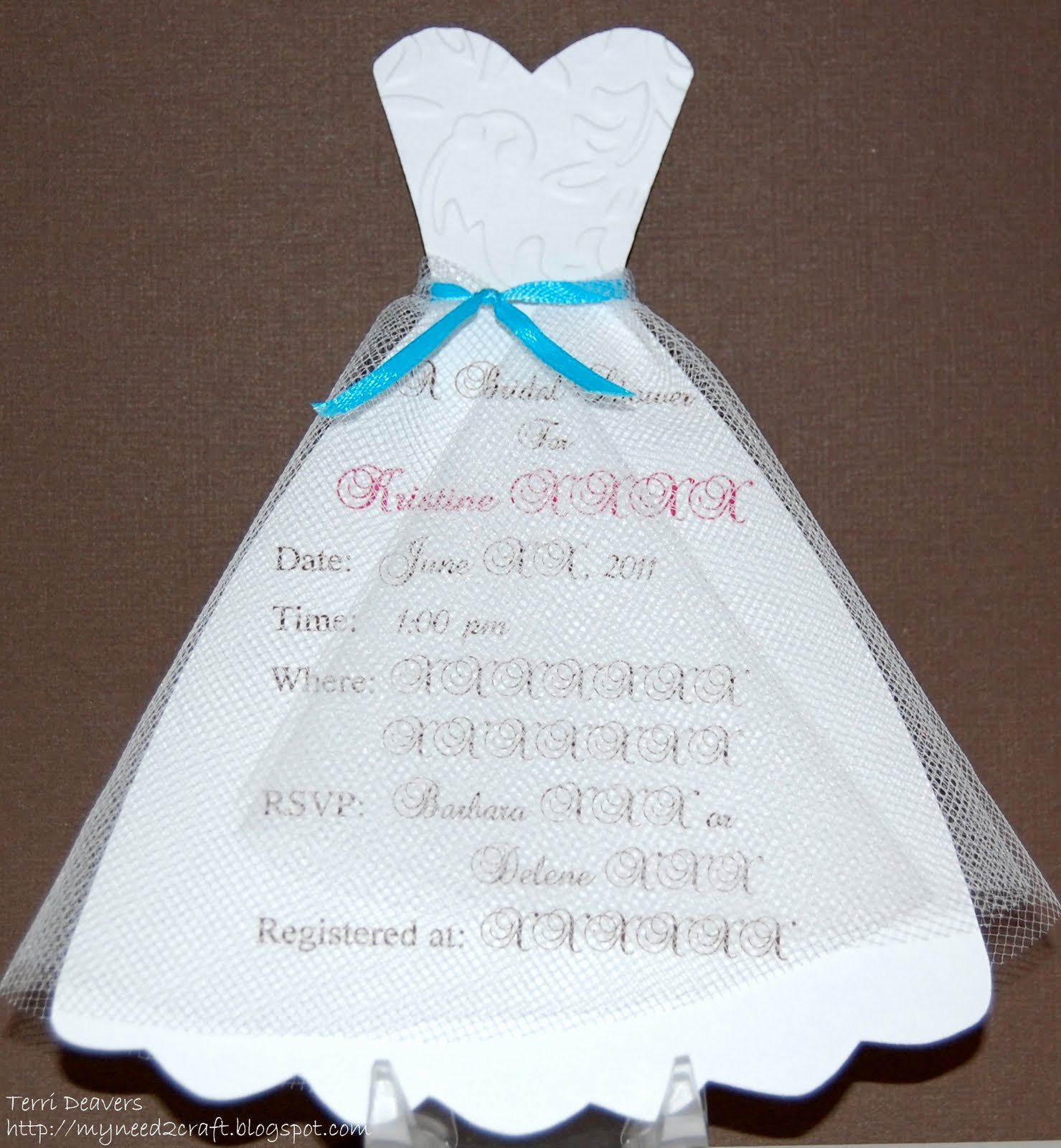 Wedding Dress Invitation Template Best Of Myneed2craft by Terri Deavers Bridal Shower Invitations