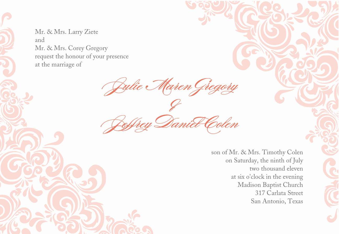 Wedding Invitation Template for Word Best Of Baby Pink Wedding Invitation Template Word Document with