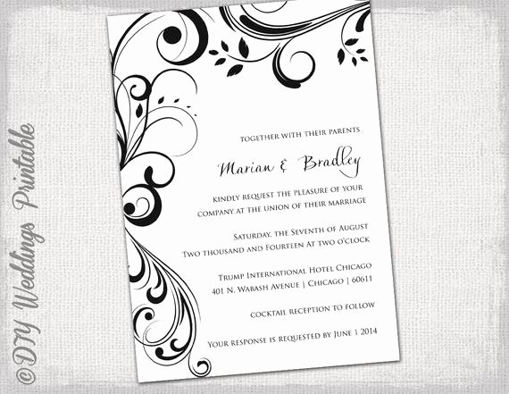 Wedding Invitation Template Photoshop Lovely Wedding Invitation Templates Black and White