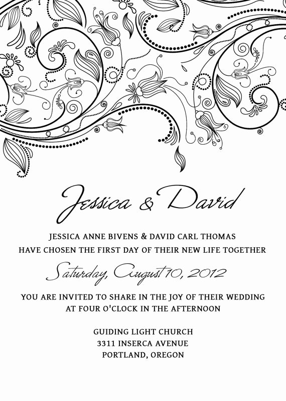 Wedding Invitations Photoshop Template Luxury Black and White Invitations Templates