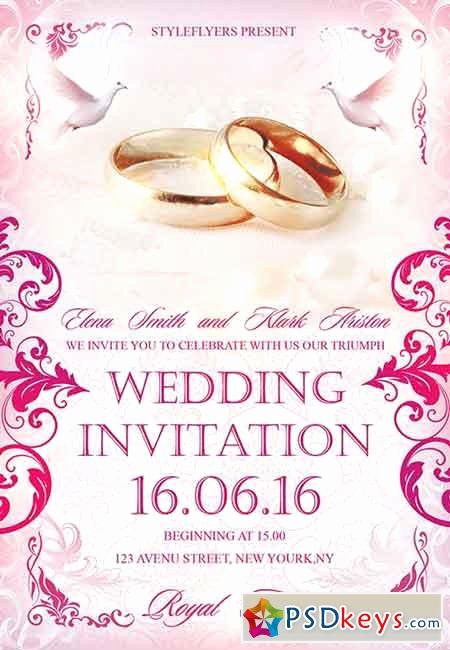 Wedding Invite Photoshop Template Luxury Wedding Invitation Psd Flyer Template Cover
