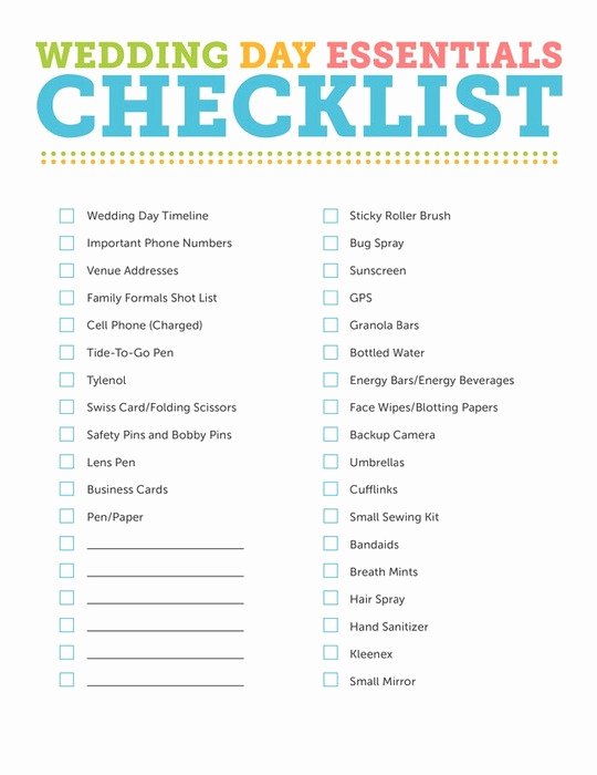 Wedding Planner Checklist Template Elegant Free Wedding Graphy Essentials Checklist