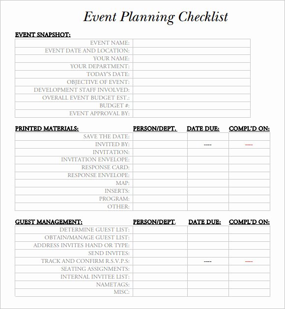 Wedding Planner Checklist Template Fresh 13 Sample event Planning Checklist Templates