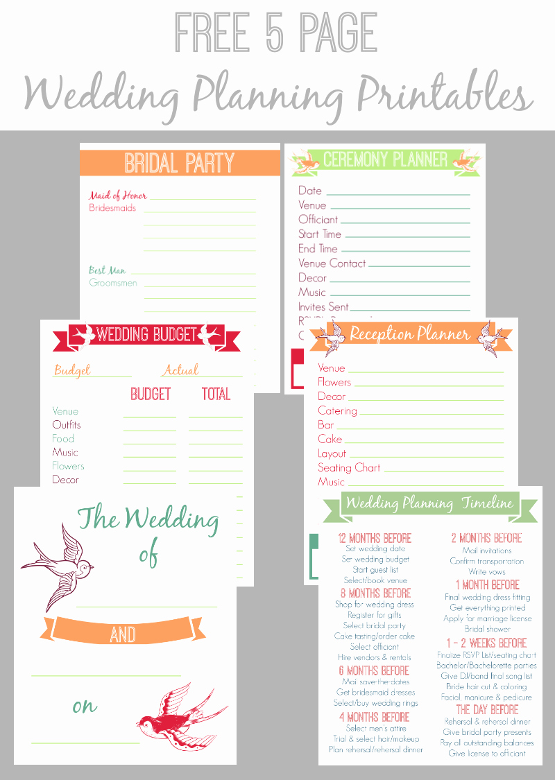 Wedding Planner Checklist Template Lovely Free 5 Page Wedding Planning Printable Set