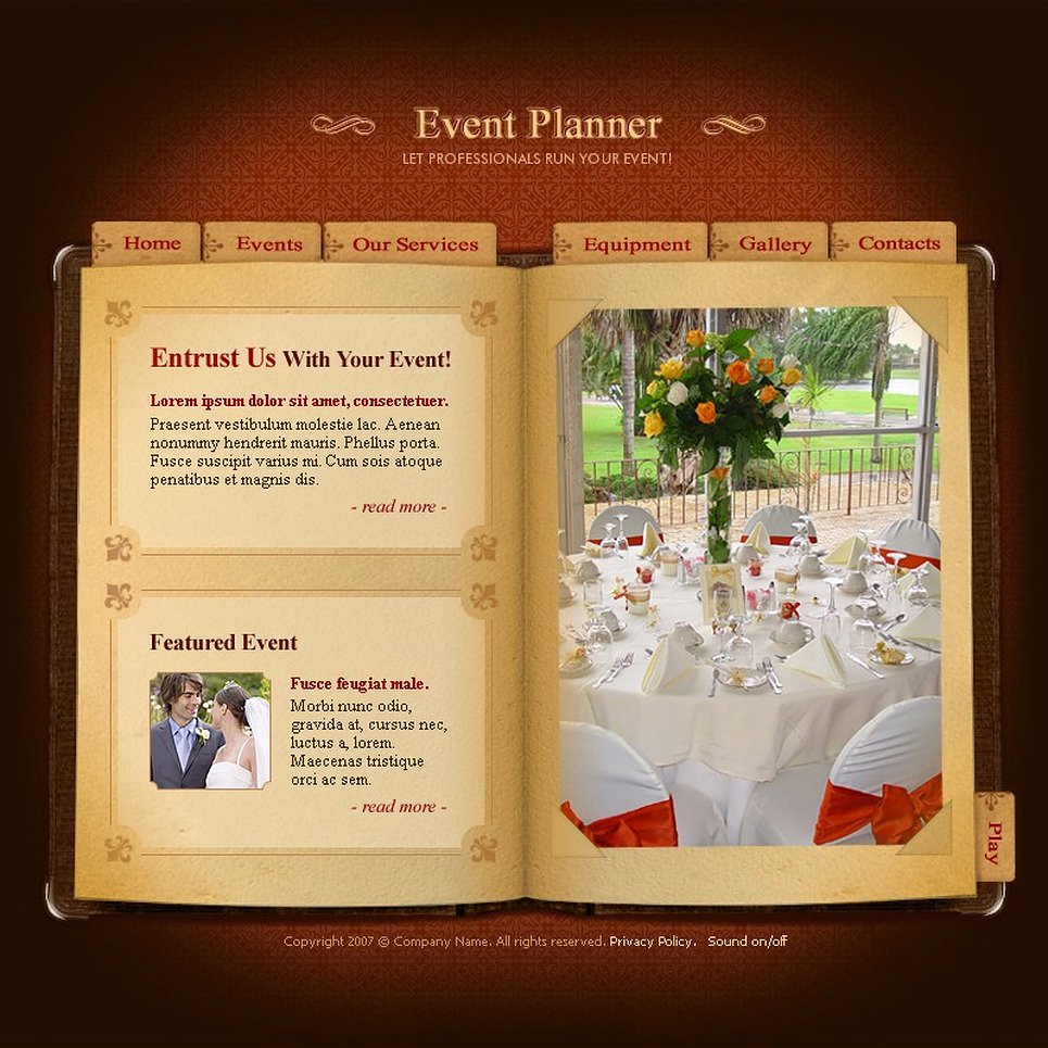 Wedding Planner Website Template Luxury event Planner Flash Template