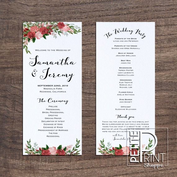 Wedding Program Template Free Printable