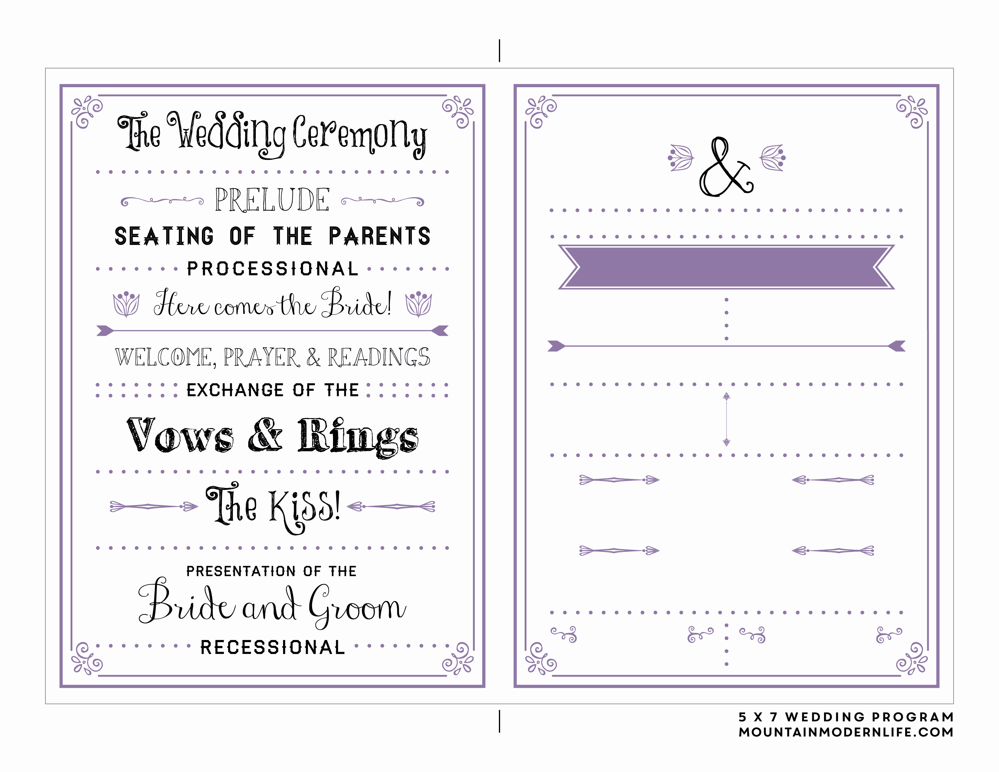 Wedding Program Template Free Word Beautiful Free Printable Wedding Program