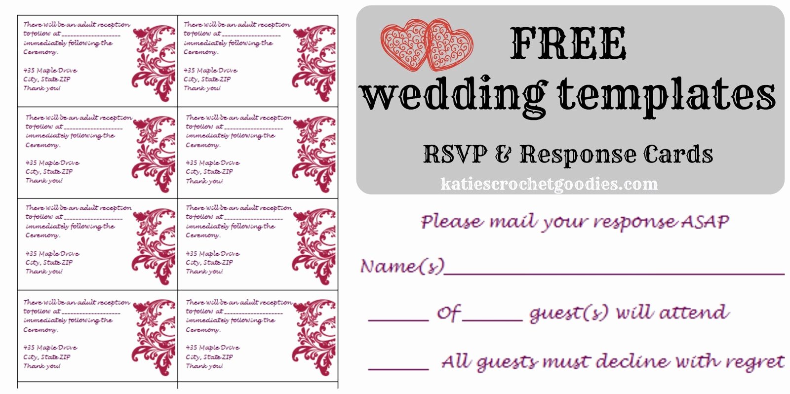 Wedding Rsvp Cards Template Beautiful Free Wedding Templates Rsvp &amp; Reception Cards Katie S