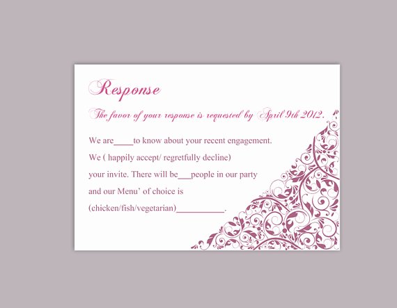 Wedding Rsvp Cards Template Unique Diy Wedding Rsvp Template Editable Text Word File Download
