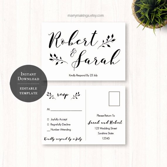 Wedding Rsvp Postcards Template Best Of Diy Wedding Rsvp Rsvp Template Wedding Printable