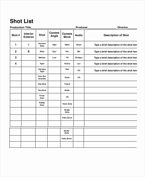 Wedding Shot List Template Inspirational Shot List Template 10 Free Word Pdf Psd Documents