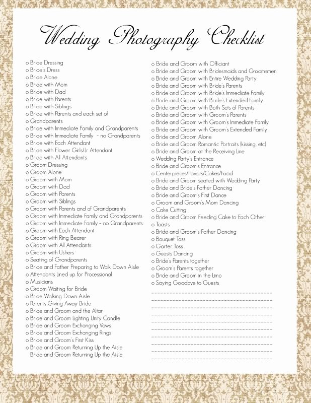 Wedding Shot List Template Luxury Wedding Graphy Checklist I Wouldn T Use All Of these