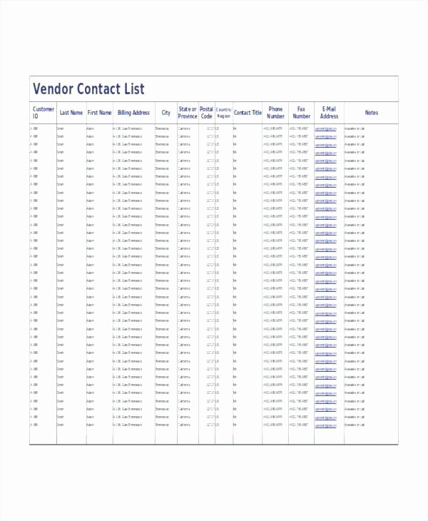 Wedding Vendor Contact List Template Luxury Wedding Supplier List Template Vendor Contact Excel
